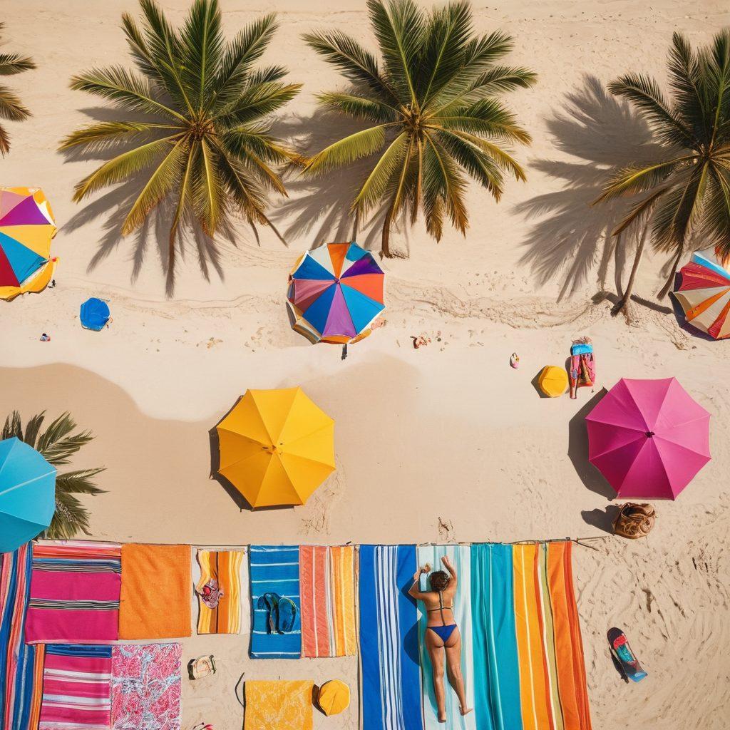 A vibrant beach scene showcasing a diverse group of people in stylish swimwear, with some engaging in beach activities like volleyball and sunbathing. Include a variety of swimwear styles, from sporty to fashionable, and emphasize the balance between function and fashion. The sun sets beautifully in the background, casting warm tones over the scene. Add a few palm trees and beach umbrellas for a tropical feel. super-realistic. vibrant colors. sunny background.